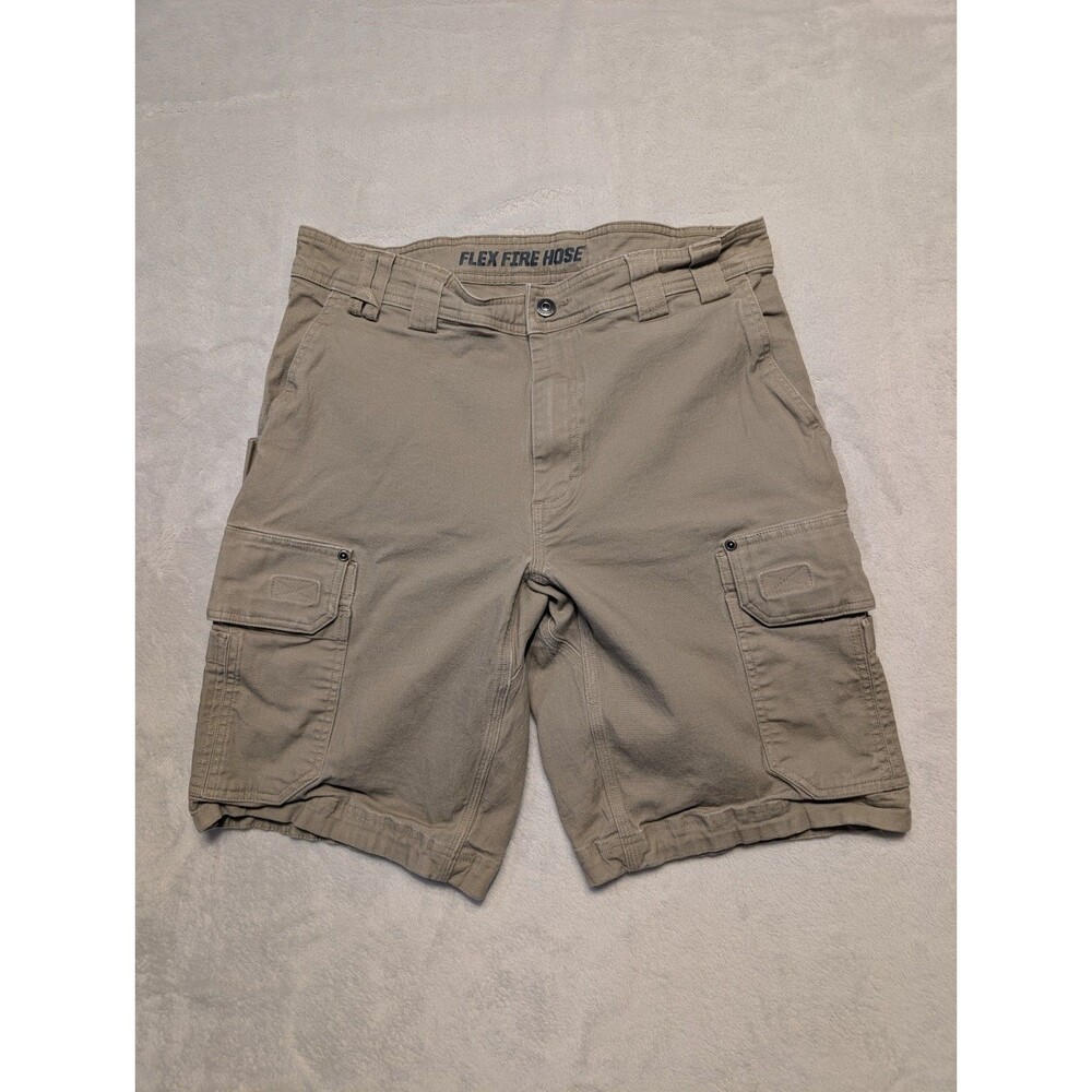 Duluth Trading Flex Fire Hose Cargo Shorts Mens 34 Relaxed Khaki Utility